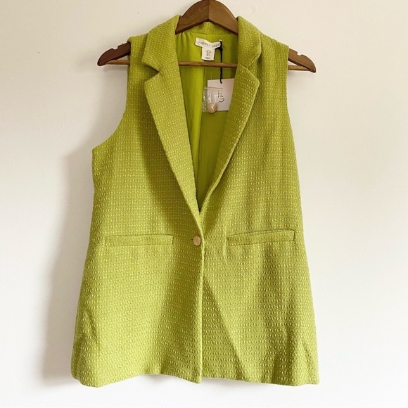 NWT Lime Green Woven Vest Size Large - Picture 1 of 4